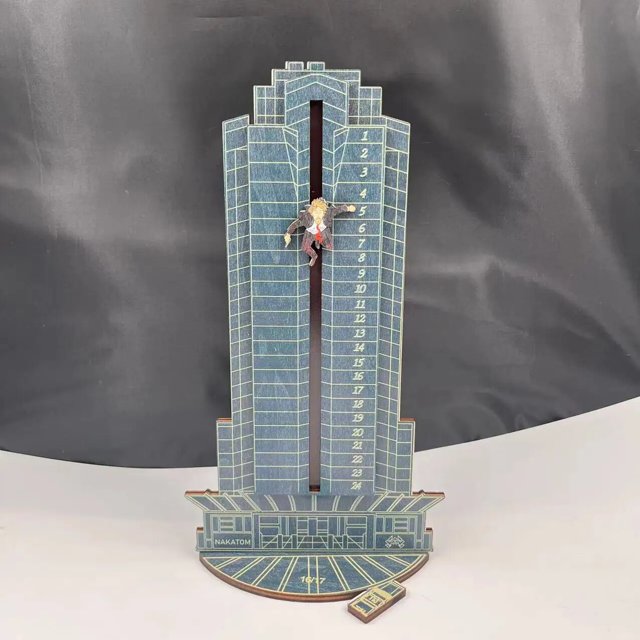 Calendario de Adviento Die Hard-Hans Gruber Falling off Nakatomi Plaza, cuenta regresiva de Navidad, calendario de madera, 24 días