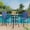 Blue(Set of 3), variant on Garvee Outdoor Bar Table with Tempered Glass, Square High-Top Patio Bistro Table, Metal Frame Bar Height Table for Backyard, Poolside, Garden & Balcony