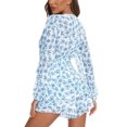 thumbnail image 5 of Ichuanyi Women Floral Printed Beach Jumpsuits Deep V-Neck Long Sleeve Bandage Knot Ruffle Hem Floral Rompers, 5 of 9