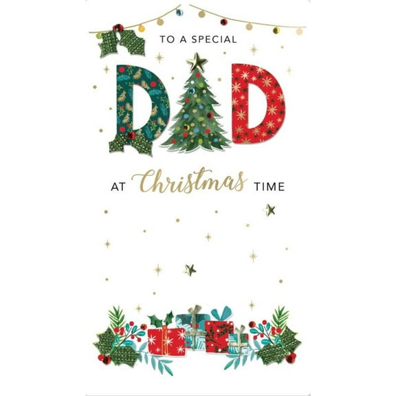 Second Nature Christmas Handmade Champagne Card DAD - Tree Design