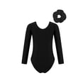 thumbnail image 2 of Doomiva Kids Girls Sparkle Waves Metallic Long Sleeve Gymnastics Ballet Dance Leotard with Hair Scrunchies Hot Pink 8, 2 of 7