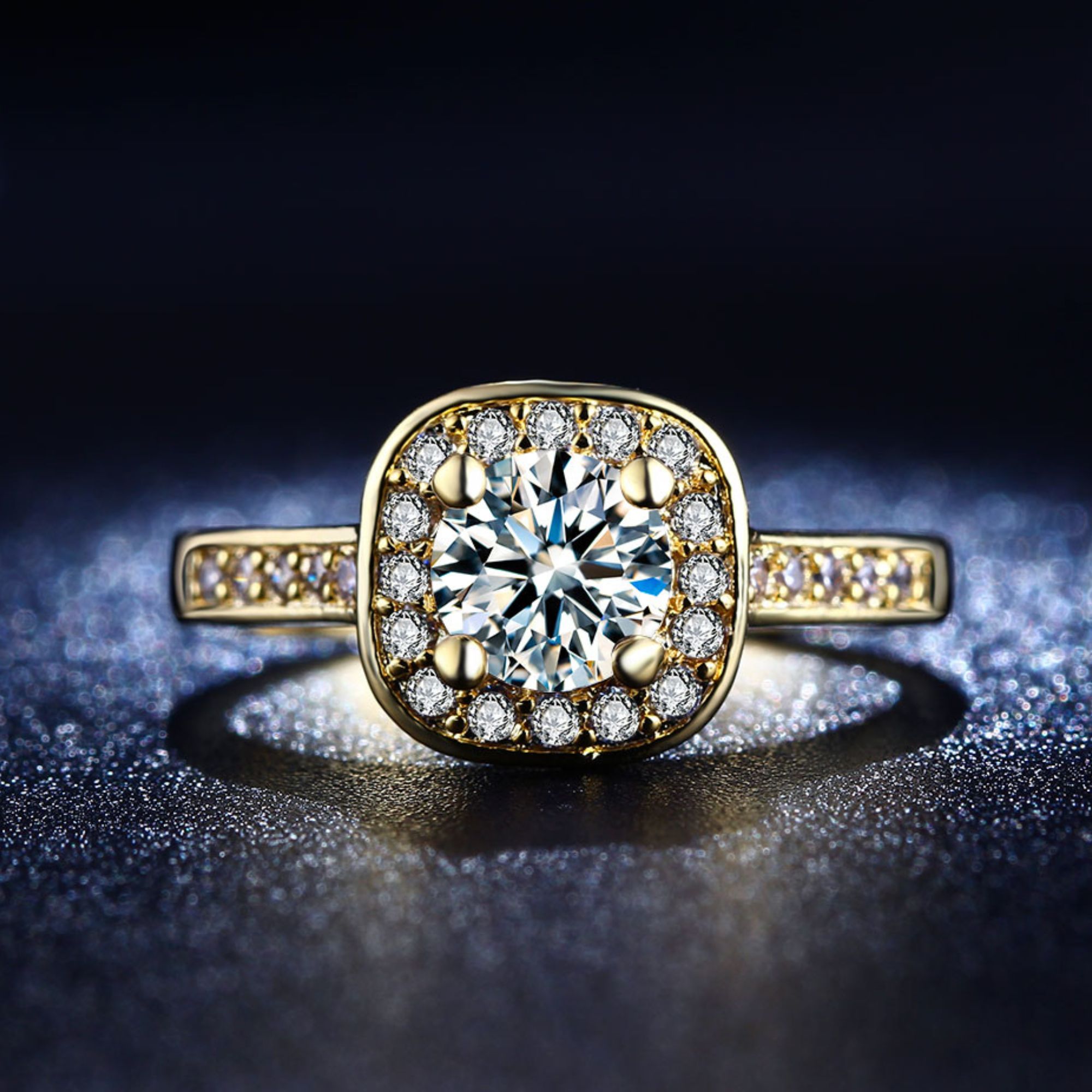 Renee Halo Engagement Ring Cz Women Gold Plated Ginger Lyne Collection