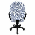 thumbnail image 3 of Rose Office Chair Slipcover, Monochrome Design Pattern of Romantic Flower Petals Leaves, Protective Stretch Decorative Fabric Cover, Standard Size, Dark Violet Ceil Blue, by Ambesonne, 3 of 5