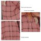 thumbnail image 5 of Camisa a cuadros para mujer, cuello en V, manga larga extragrande, longitud midi, blusa con bloques de color a cuadros para mujer, rosa, 3XL, 5 of 6