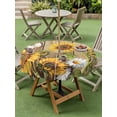 thumbnail image 3 of Outdoor Tablecloth with Umbrella Hole and Zipper, Farmhouse Sunflowers Round Table Cloth 54 Inch Waterproof Tablecloth, Rustic Floral Buttterfly Wood Board Brown Picnic Table Cover for Patio Camping, 3 of 7