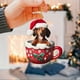 thumbnail image 1 of Mom's Best Adorno navideño de perro salchicha, cachorro navideño en tazas, adorno colgante para árbol de Navidad, espejo retrovisor de coche, adorno de perro dormilón, colección navideña, 1 of 2