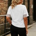 thumbnail image 4 of Uootdi Womens Tees Deep V Neck Short Sleeve Floral Embroidered Trim Womens Tops Relaxed Fit Lightweight Womens Tees for Women, 4 of 6