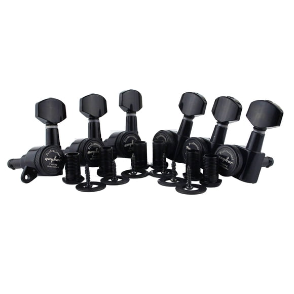 Afinadores Guyker 1:18 con cierre para guitarra, color negro, 6 unidades, izquierda