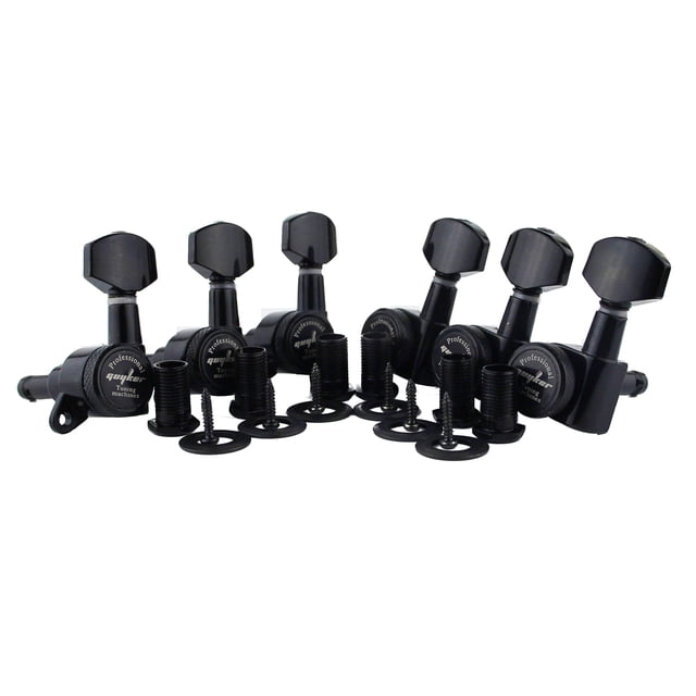 Afinadores Guyker 1:18 con cierre para guitarra, color negro, 6 unidades, izquierda