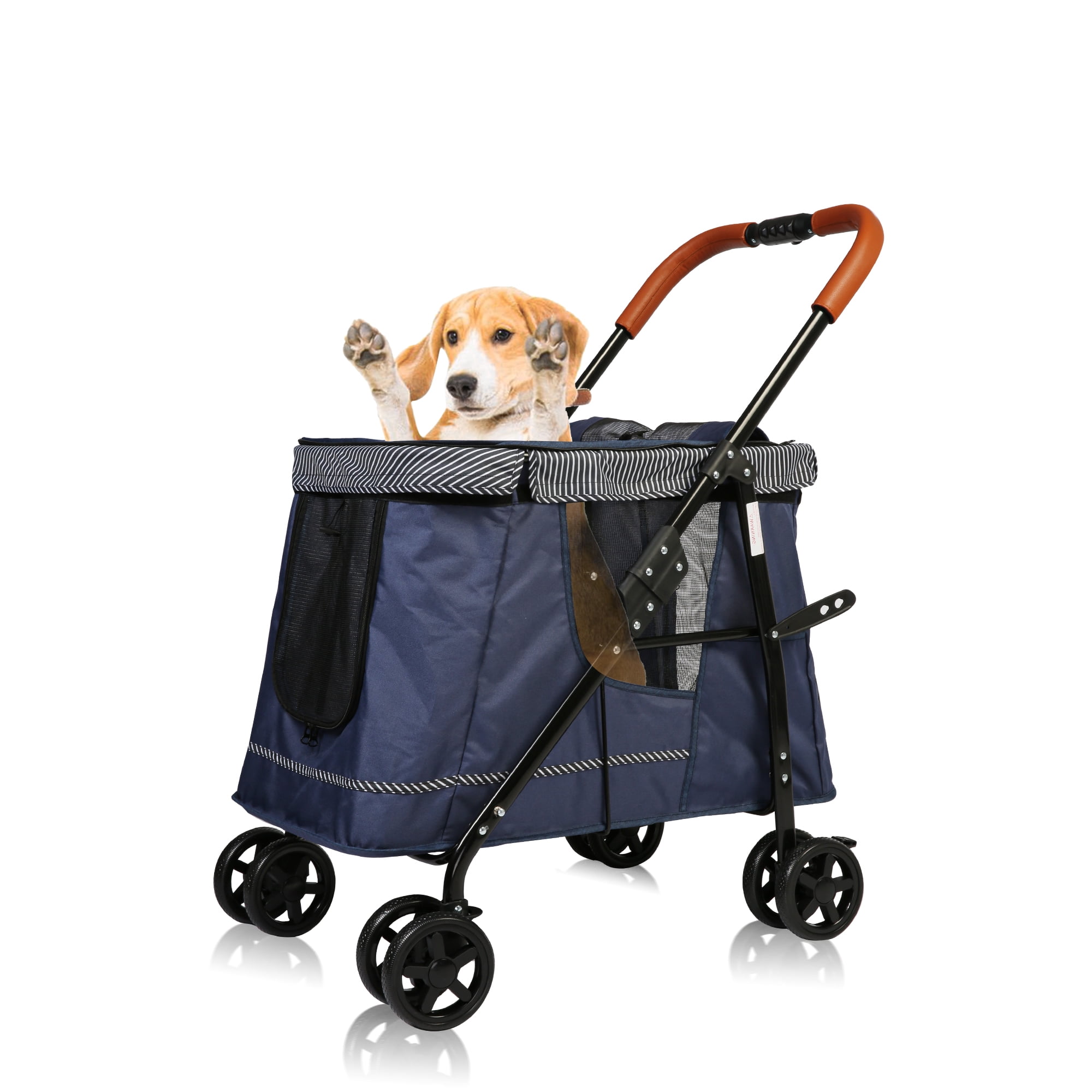 Dog Cat Stroller Deluxe Walk Folding Travel Cart for Small Medium Large Pet