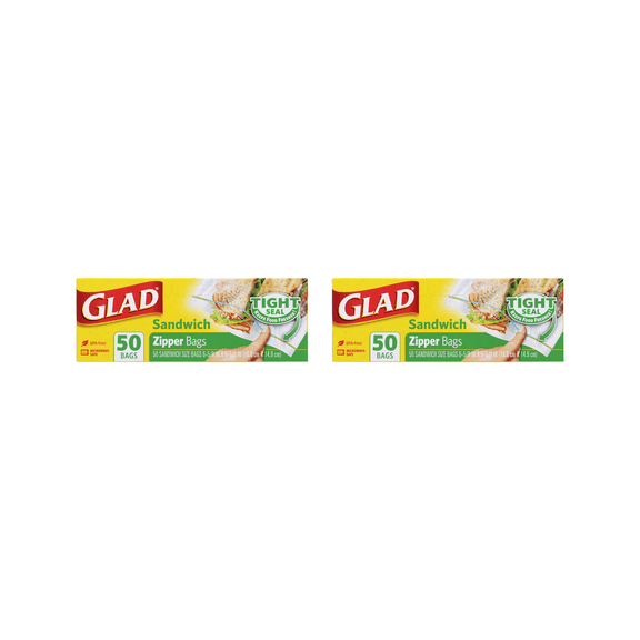 Glad Sandwich Zipper Bags 50ct – 2 Pack