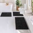 thumbnail image 2 of Juego de alfombras de baño Hearth & Harbor Chenille, antideslizantes, color negro, 2 of 8