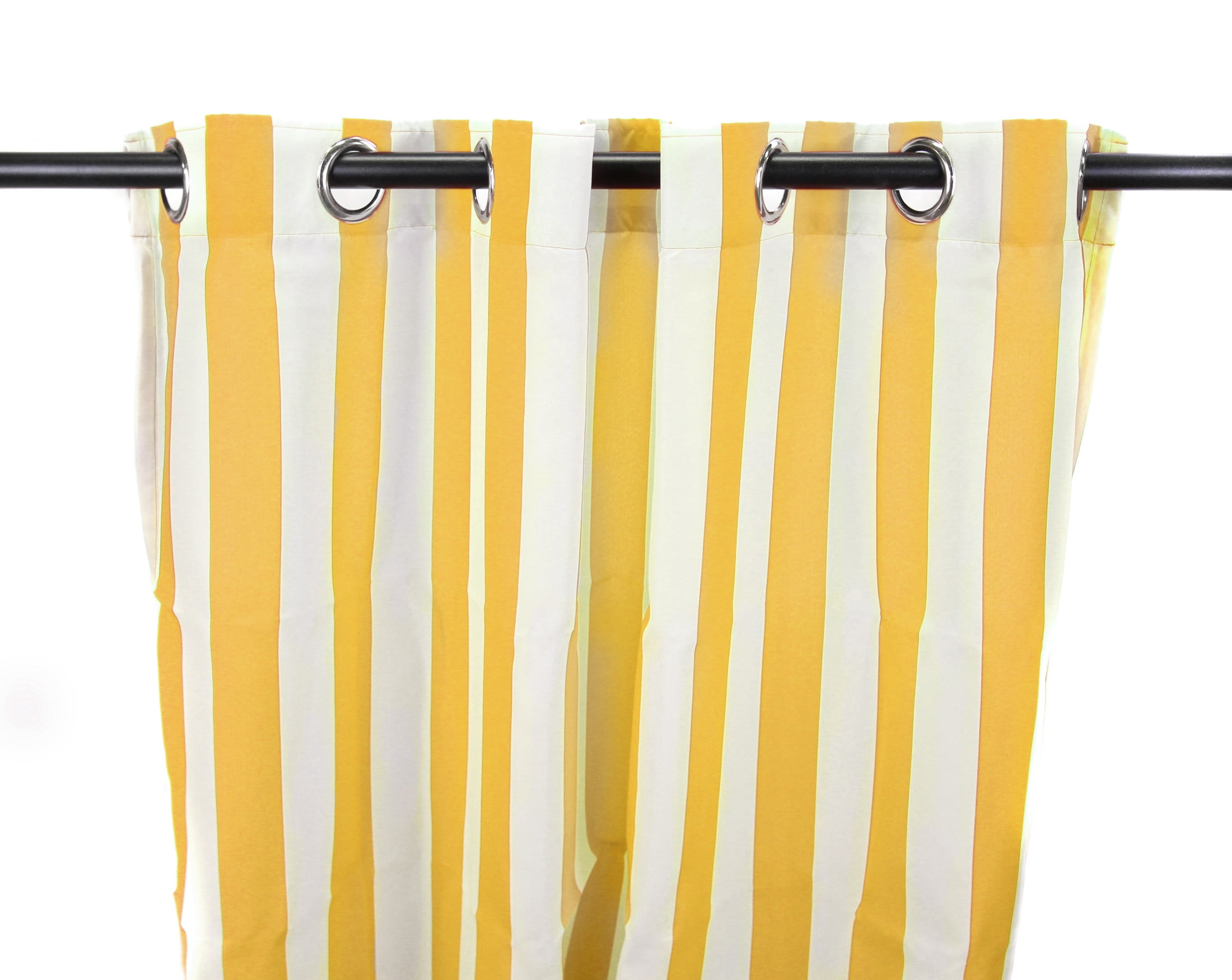 Jordan Manufacturing 54" x 96" Canary Yellow Stripe Grommet Semi-sheer Outdoor Curtain Panel