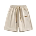 thumbnail image 2 of pstuiky Pantalones cortos cargo para hombre, Pantalones casuales lisos para hombre, pantalones cortos deportivos de gimnasio con cintura con cordón y bolsillo Pantalones cortos de golf, 2 of 6