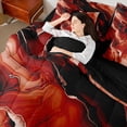 thumbnail image 5 of Manfei Marble Texture Road 7 Pieces Bedding Comforter Set,Modern Minimalist Artistic Full Bedding Set,Red Black Fitted Sheet Flat Sheet For Adults,Microfiber Room Decoration Reversible, 5 of 9
