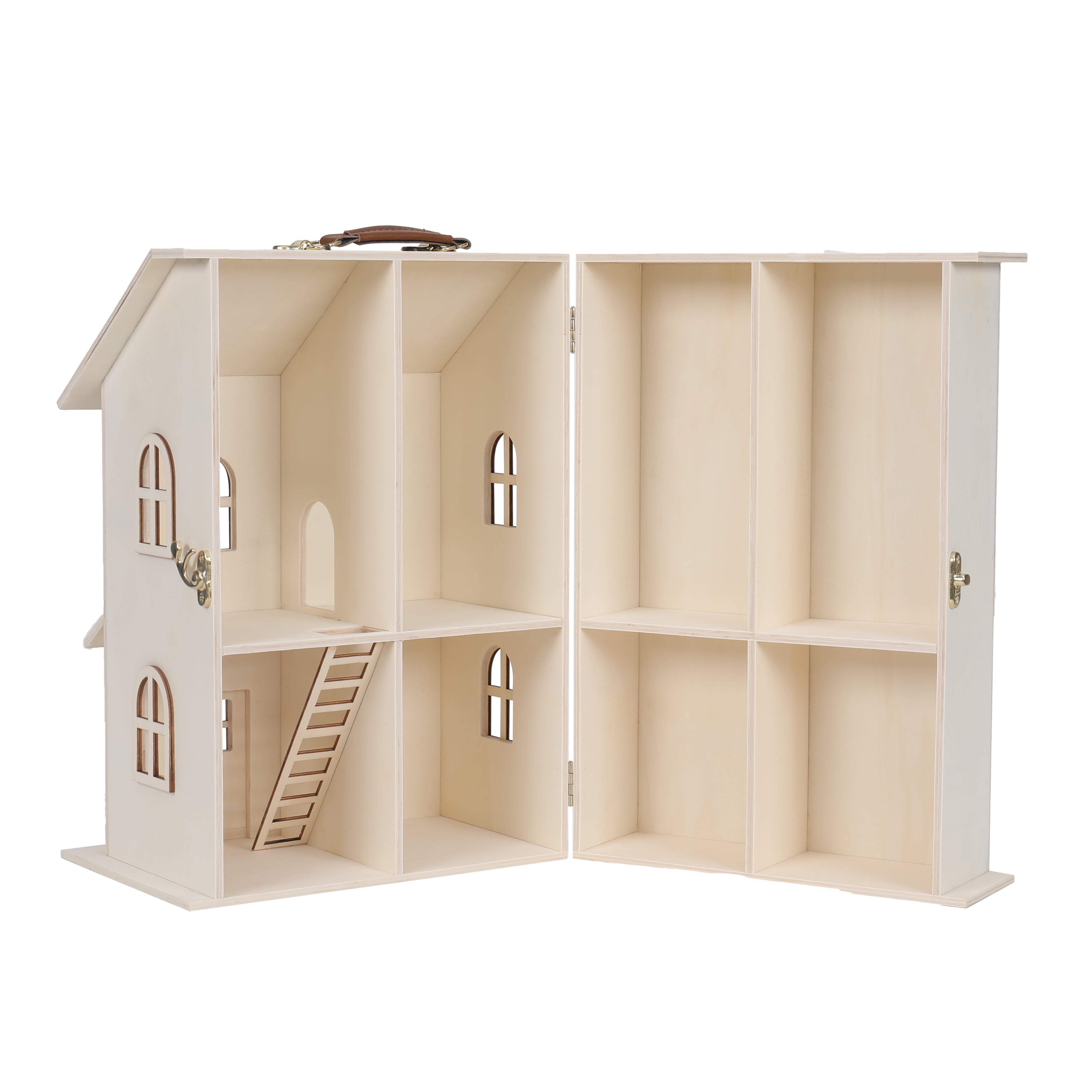 Make Market Dollhouse - Unfinished Two-Story Hinged Wood Craft Kit - Natural - 9" x 13" - 1-Pack