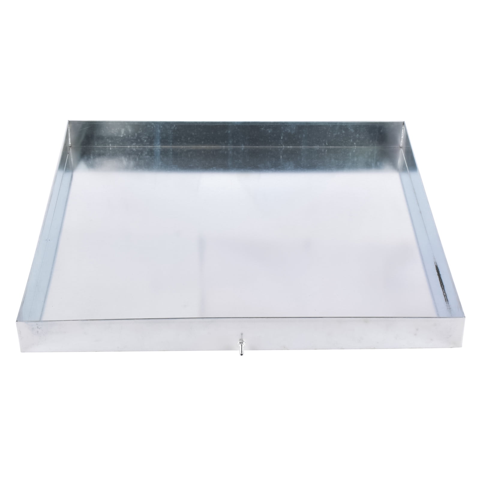GELUOXI 27 x 25 x 2.5 Inch Washing Machine Pan Galvanized Steel Washing Machine Drain Pan Heavy Duty Compact Washer Drip Tray with Drain Hole & Hose Adapter