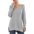 thumbnail image 1 of T-shirt à Manches Longues à Col en V pour Femmes, à Manches Longues, à Col Roulé et à Manches Courtes, 1 of 4