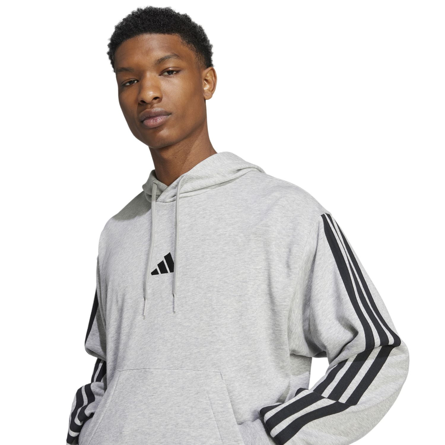 Big & Tall adidas Essentials 3-Stripes French Terry Sportswear Hoodie Color: Black White Size: 3XL
