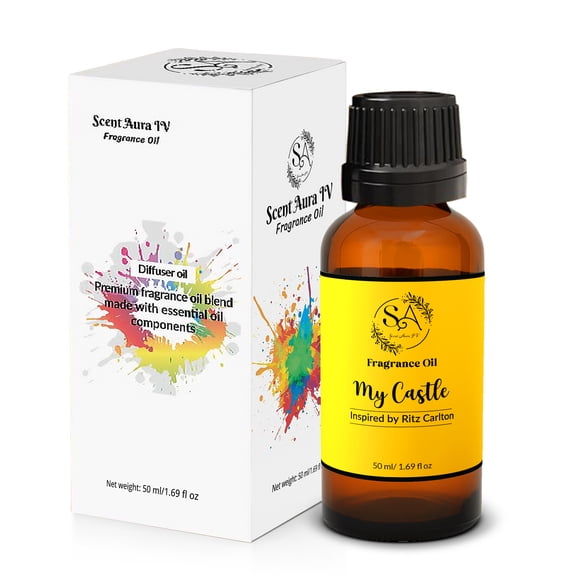 Scent Aura IV My Castle Fragrance Oil, Hotel Diffuser Oil Inspired by Ritz Carlton (1.69 Fl Oz, op Note: Bergamot, Bamboo Middle Note: White Tea, Orange Blossom Base Note: Green Tea, Amber)