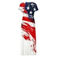 thumbnail image 4 of Edvintorg 4Th Of July Maxi Dresses for Women 2025 Fashion Independence Day Printed Crew Neck Short Sleeve Long Dress with Pocket Beach Vacation Clothes for Women, 4 of 5