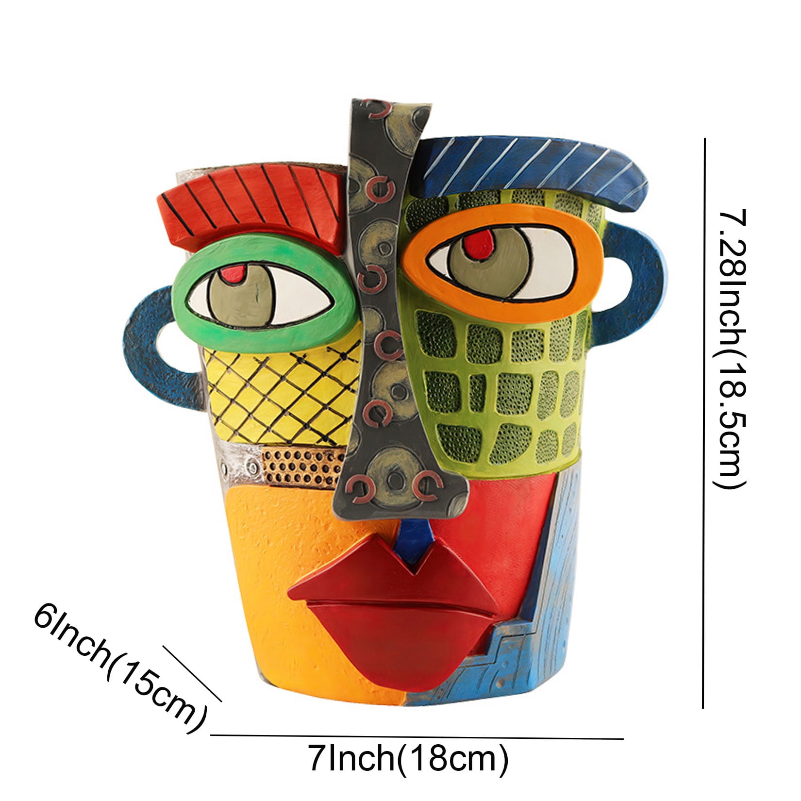 Picasso Brutalist Abstract Beauty Face Flower Pot Ornaments - Unique Face Planters Pots Rainbow Head Planter Decorative Flower Pot for Indoor Outdoor Plants