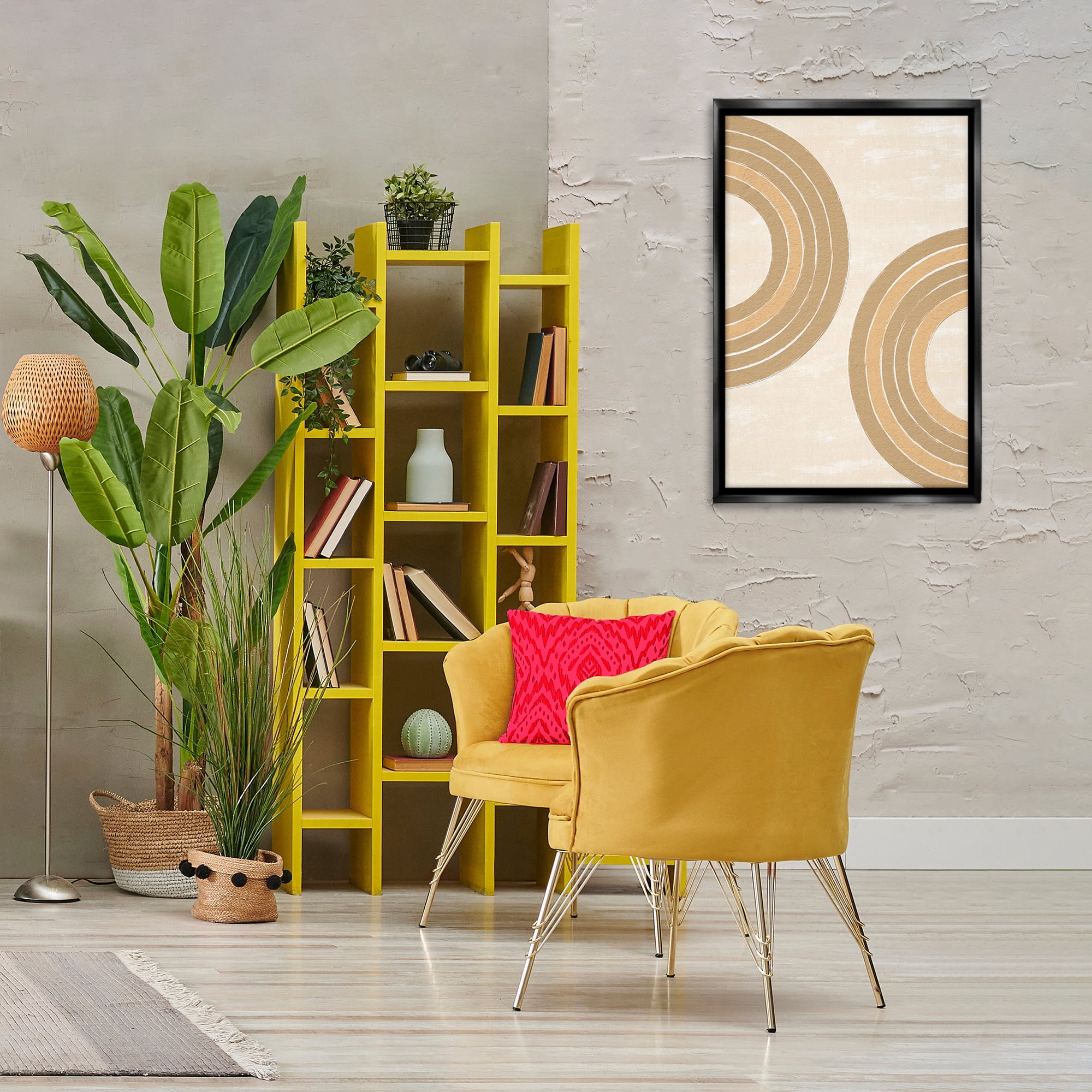 Stupell Industries Neutral Arch Expressions Abstract Painting Black Floater Framed Canvas Art Print Wall Art, 21 x 31
