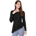 thumbnail image 2 of INSPIRE CHIC Women's Long Sleeve Ribbed Knit Ruffle Hem Peplum Top, 2 of 6