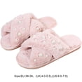 thumbnail image 3 of Jiibva Pearl Slippers Women's Fuzzy Cross Slippers Bride Wedding Slippers Gift Open Toe House Slipper Bedroom Shoe Indoor Outdoor, 3 of 7