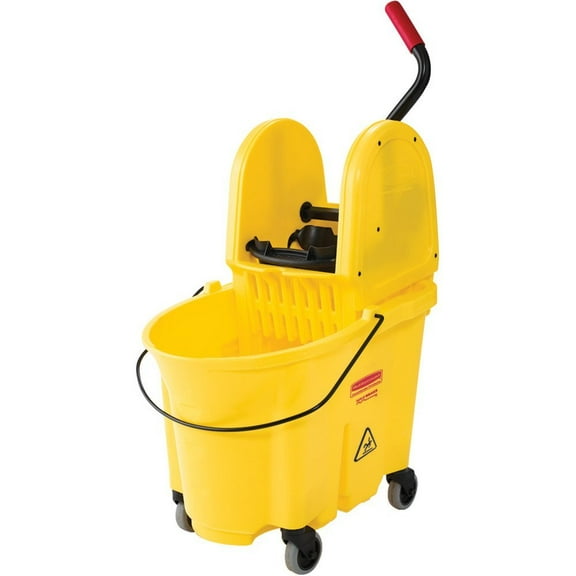 Rubbermaid Commercial WaveBrake 2.0 35 QT Down-Press Mop Bucket and Wringer, Yellow FG757788YEL