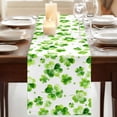 thumbnail image 3 of St. Patrick's Day Table Runner, Watercolor Lucky Shamrock Polka Dots Green Washable Cotton Linen Table Runners 36 Inches Long, Dresser Scarf Runner for Nightstand/End Tables/Round Tables 13''x36'', 3 of 9