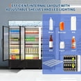 thumbnail image 3 of IdealHouse Commercial Refrigerator, Three Glass Door Display Beverage Fridge, 55 Cu ft Upright Beverage Cooler Merchandiser with Soft LED Light, Adjustable Shelves and Swivel Castors, Fast Cooling, 3 of 6