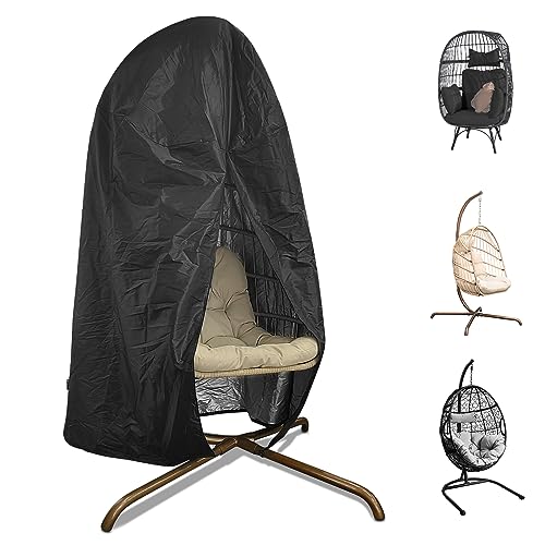 BULEXYARD Black Oxford Fabric Chair Cover Waterproof Dustproof, Heavy Duty Outdoor Patio Furniture Covers (Egg Chair Cover)