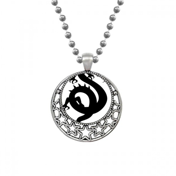 Dragon Outline China Chinese Pattern Necklaces Pendant Retro Moon Stars Jewelry