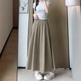thumbnail image 3 of Women's Culottes Skirt Pants Textured Elastic High Waist A Line Flowy Maxi Skorts with Pockets Lightweight Casual Beach Wide Leg Trousers Brown, 3 of 5