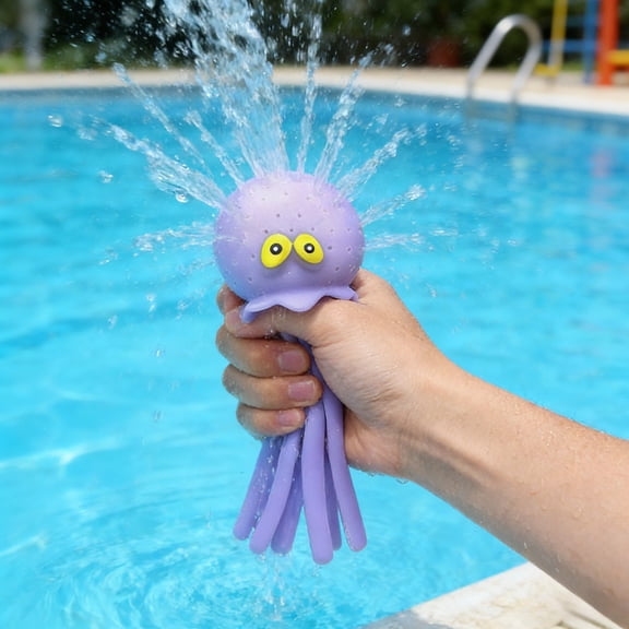 Octopus Squeeze Toy Children's Bath Toy TPR Water Play Stress Relief Octopus, Squirt Sprinkler Fun for Pool Beach Shower, Sensory Fidget Toy for Kids Adults,Purple