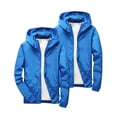 thumbnail image 2 of AHTJRT 2 Pcs Rain Jacket for Kids Lightweight Outdoor Climbing Hiking Travel Windbreaker Coats Softshell Full Zip Hooded Outerwear Jackets Blue#01 5-6 Years, 2 of 9