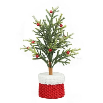 Holiday Time Faux Evergreen with Cable Knit Pot op Christmas Decoration