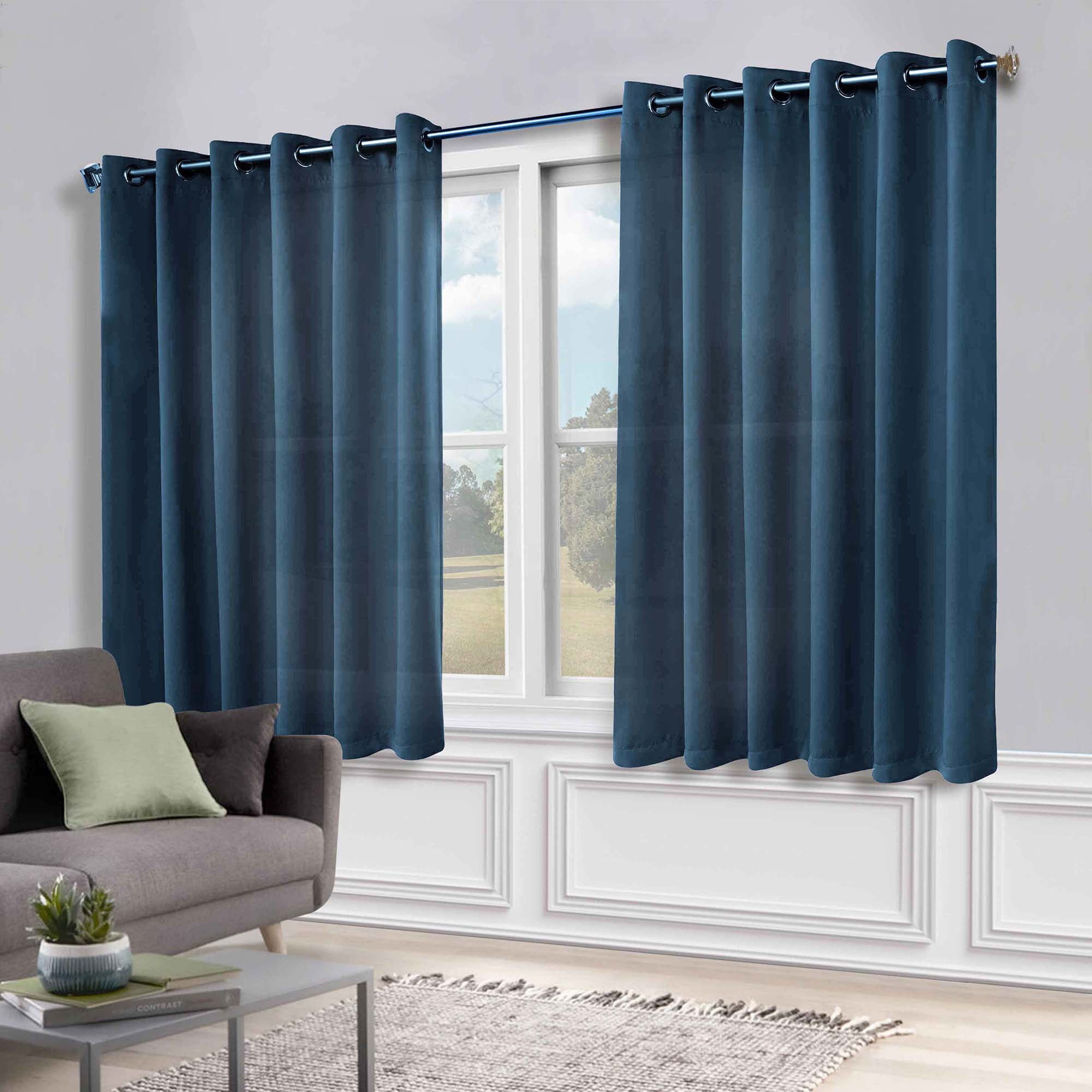 Superior Blackout Solid Light Filtering Grommet Curtain Panel Set, 70" x 63", Marine Blue