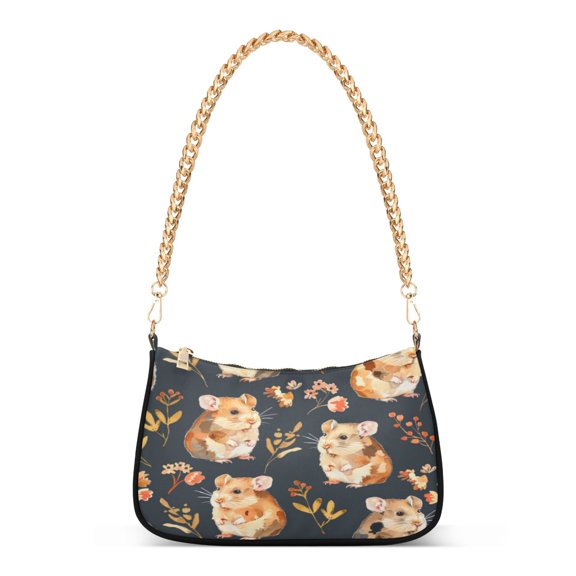 One Shoulder Chain Handbag 7.1x11x2.8in Women's Hobo Handbags Tote Handbags Shoulder Handbags Card Bag Cash Bag Key Bag Cartoon Cute Hamster