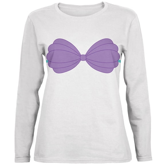 Halloween Purple Shell Bra Costume Womens Long Sleeve T Shirt