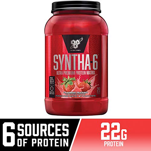 BSN SYNTHA-6 Whey Protein Powder, Micellar Casein, Milk Protein Isolate, Strawberry Milkshake, 28 Servings (Packaging May Vary)