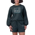 thumbnail image 6 of Women's WEAR by Erin Andrews Black Carolina Panthers Washed Fleece Long Sleeve T-Shirt & Shorts Lounge Set, 6 of 6
