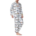 thumbnail image 2 of Yiaed Trains And Cactuse Print Men’s Pajamas Set - Long Sleeve Button Down Sleep Shirt and Pajama Bottoms Sleepwear Set Mens Pjs Sets Men's Pajama Bottoms-Large, 2 of 7