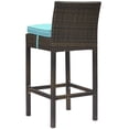 thumbnail image 2 of Modern Contemporary Urban Design Outdoor Patio Balcony Garden Furniture Bar Side Stool Chair, Rattan Wicker, Blue Brown, 2 of 3