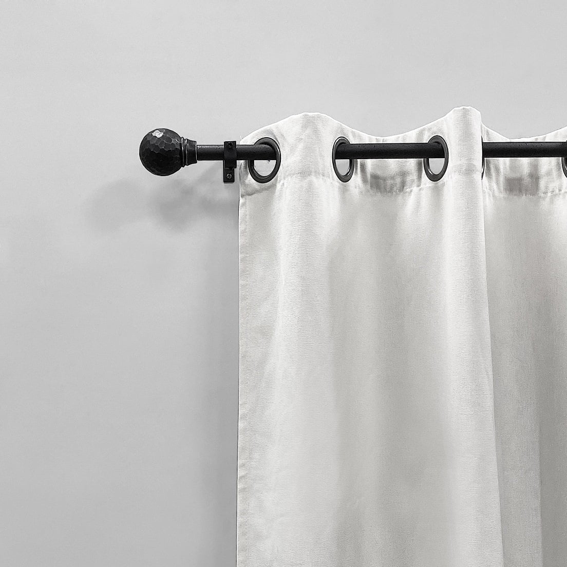 (2 pack) Mainstays 3/4" Textured Cast Iron Ball Single Curtain Rod, Matte Black, 30-84"