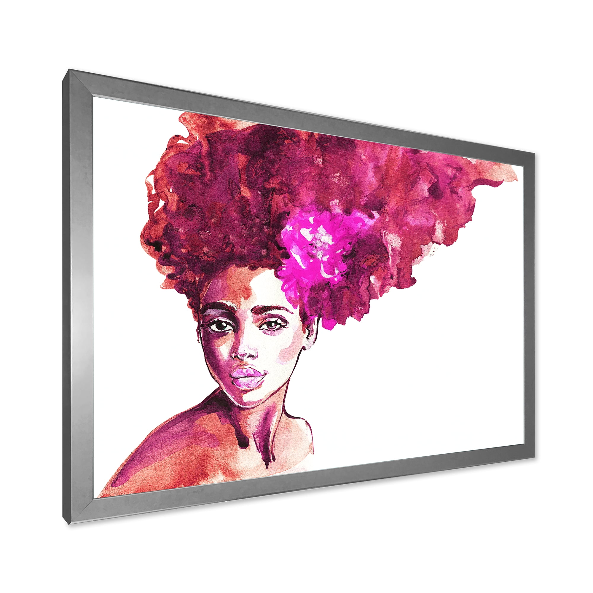 Designart 'Portrait of Afro American Woman VI' Modern Framed Art Print