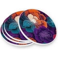 thumbnail image 3 of Coolnut Abstract Flowers Coaster, Drinks Round Absorbent Stone Set with Ceramic Stone and Cork Base, Tabletop Protection Mats and Cups Place for 4PCS Home Decor, 3 of 6