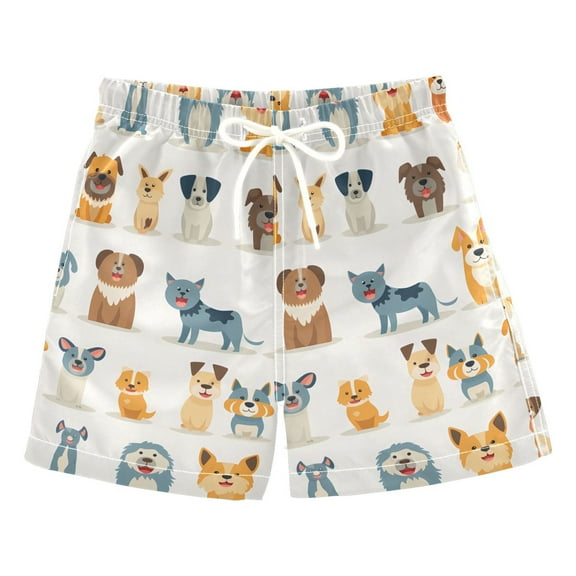 joogoo Boys Swim Trunks Different Cartoon Cute Dog Beach Board Shorts Drawstring Swimsuit S