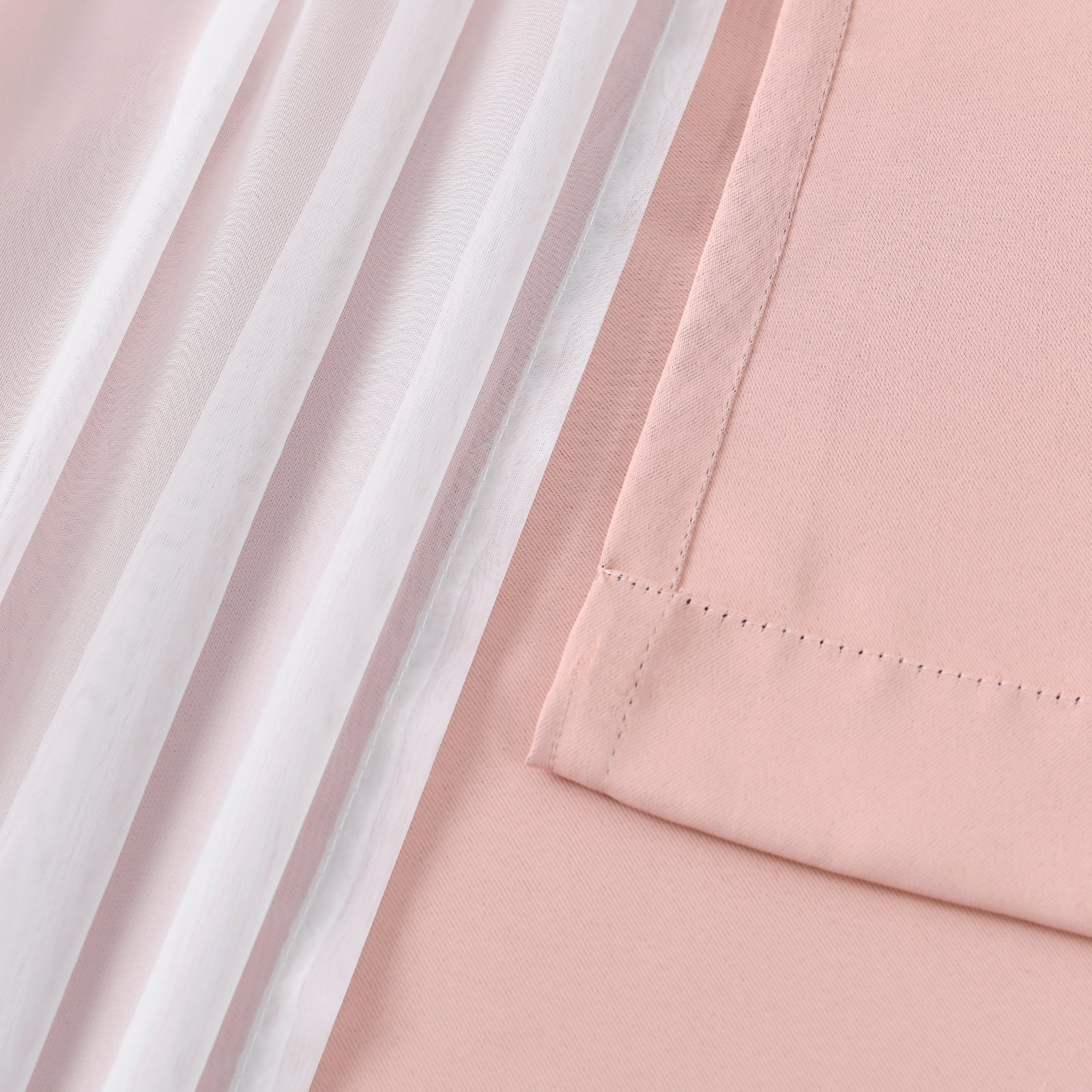 Hiasan Blackout Curtains with White Sheer Overlay, Double Layer Mix  Match Thermal Insulated Room Darkening Curtains for Girls Bedroom, 2 Window Panels with Tiebacks, Blush, 52W X 96L